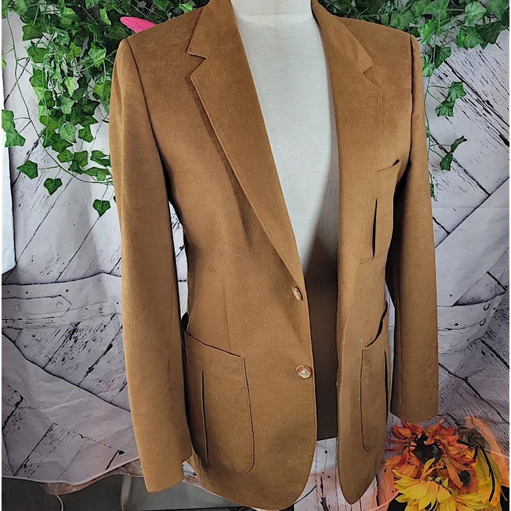 ENKA Petal Suede (Faux) Golden Touch Vintage Blazer, Union Made USA